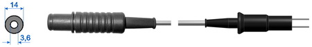 ЕН348Кабель для подключения биполярных электродов. Инструментальная часть - подключение к лапароскопическим инструментам Storz. Аппаратная часть - два плоских контакта (ФОТЕК). Длина кабеля - 3 м